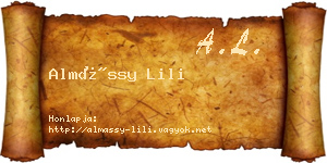 Almássy Lili névjegykártya